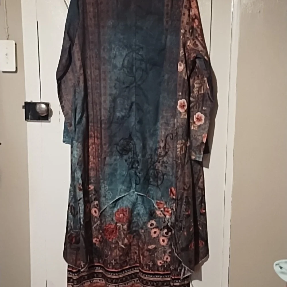 Floral Bohemian Kaftan Mumu Dress - Picture 6 of 7